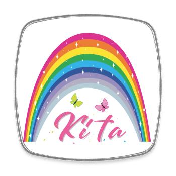 Kindergarten Regenbogen Schmetterling - Viereckiger Kühlschrankmagnet - Weiß - Vorne