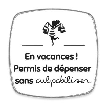 En vacances, permis de dépenser | Idée cadeau - Magnet carré - blanc - Devant