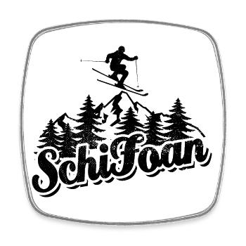 Ski, Schi Foan, Wintersport, Skiurlaub - Viereckiger Kühlschrankmagnet - Weiß - Vorne