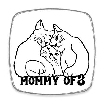 Mommy of 3 Katzenmama - Viereckiger Kühlschrankmagnet - Weiß - Vorne