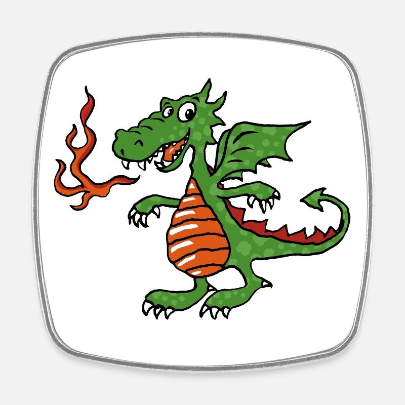 Petit dragon de feu - Magnet carré - blanc