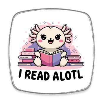 J’ai lu Alotl - Cute Axolotl Bookworm - Magnet carré - blanc - Devant