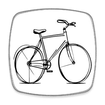 Bicycle Line Drawing Wheel Bike (Color Changeable) - Square fridge magnet - white - Front