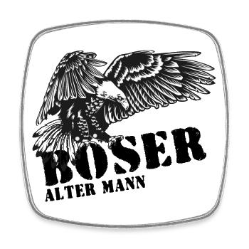Böser alter Mann mit Adler - Viereckiger Kühlschrankmagnet - Weiß - Vorne
