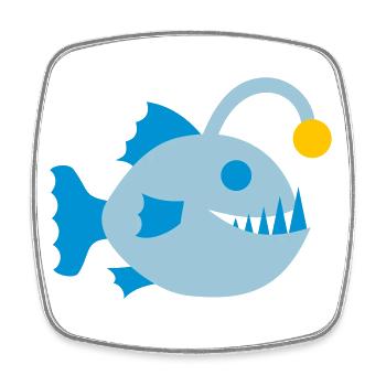 Fisch Anglerfisch Tiefsee Biolumineszenz Symbol - Viereckiger Kühlschrankmagnet - Weiß - Vorne