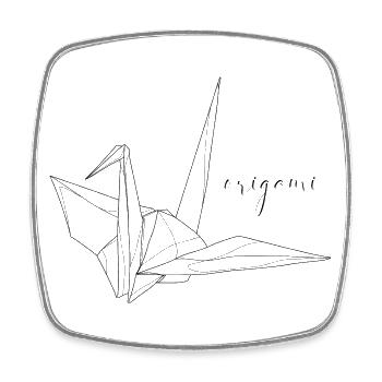 Origami Kranich - Viereckiger Kühlschrankmagnet - Weiß - Vorne