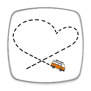 Camper love Bus Camping Herz - Viereckiger Kühlschrankmagnet - Weiß - Vorne