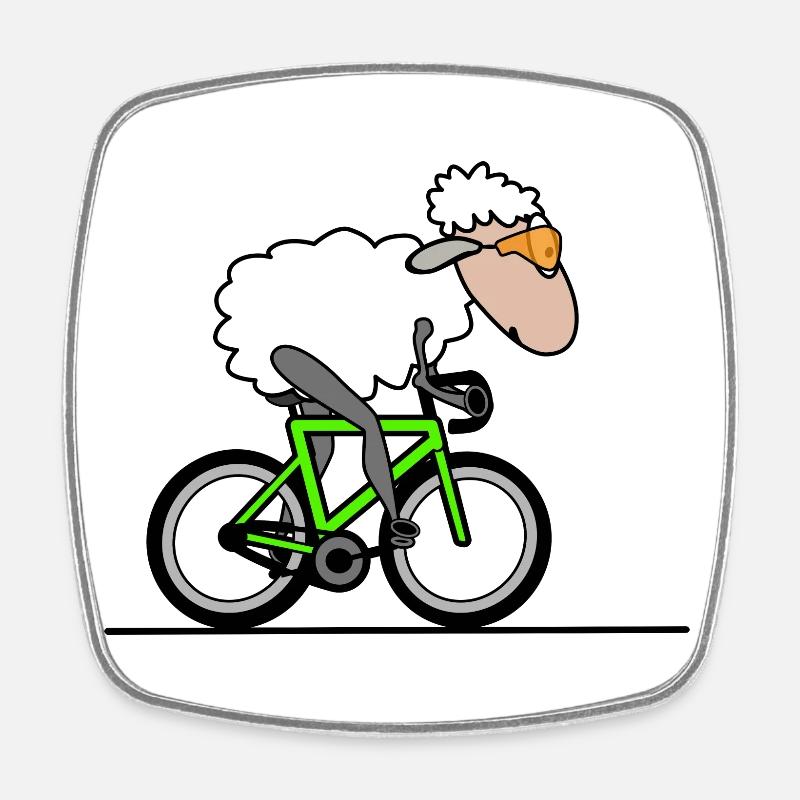 Moutons cyclistes - Magnet carré - blanc