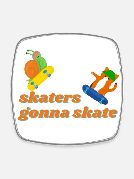 Les patineurs qui vont patiner - Magnet carré - blanc