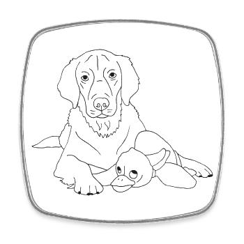Golden Retriever mit Kuscheltier - Viereckiger Kühlschrankmagnet - Weiß - Vorne
