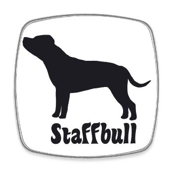 Staffordshire Bullterrier - Viereckiger Kühlschrankmagnet - Weiß - Vorne