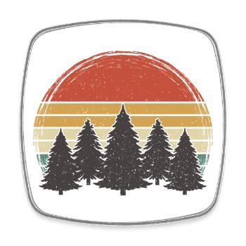 Sunset Trees Vintage Forest Grunge Tree Retro Nature - Magnet carré - blanc - Devant