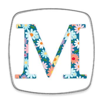 Personalisierbar Monogramm M Blumenmuster - Viereckiger Kühlschrankmagnet - Weiß - Vorne