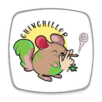 Chinchiller Chinchilla Weed Smoking Smoking - Square fridge magnet - white - Front