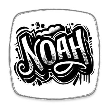 Noah Surname First Name Graffiti - Square fridge magnet - white - Front
