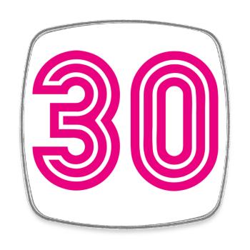30. 30 YEARS. 30th ANNIVERSARY. 30TH ANNIVERSARY. - Square fridge magnet - white - Front