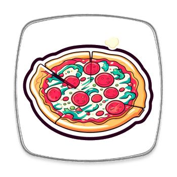Pizza Slice Drawing - Square fridge magnet - white - Front