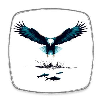 Aigles à la chasse - Magnet carré - blanc - Devant
