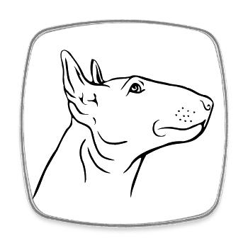 Bullterrier Kopf im Profil - Viereckiger Kühlschrankmagnet - Weiß - Vorne