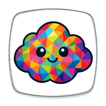 WPAP Polygon Kawaii Style Baby Cloud - Square fridge magnet - white - Front