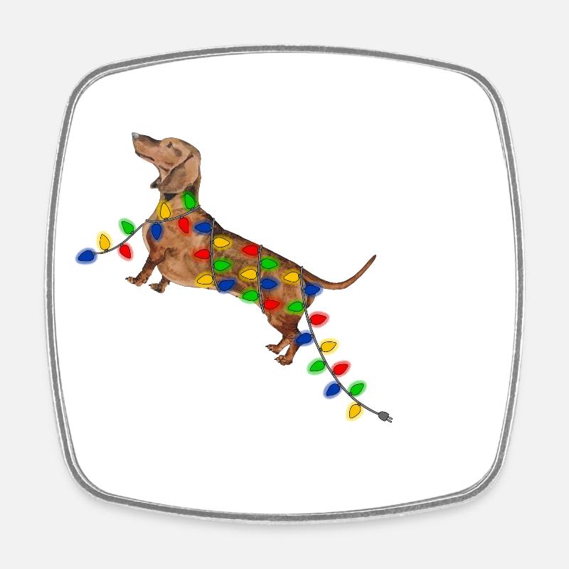 Weihnachten Dackel Weihnachtsdackel - Viereckiger Kühlschrankmagnet - Weiß
