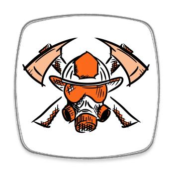 Firefighter logo. Firefighter helmet axes. - Square fridge magnet - white - Front