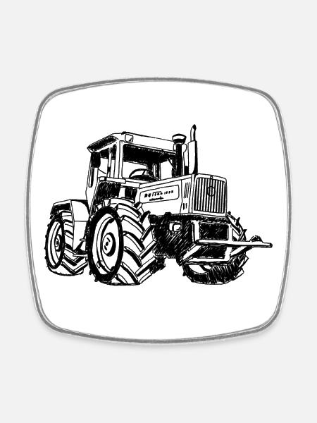 Unimog - Oldtimer - Offroad - MB Trac - Viereckiger Kühlschrankmagnet - Weiß