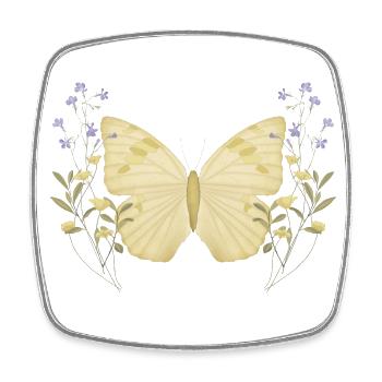 Schmetterling mit Blumen - Viereckiger Kühlschrankmagnet - Weiß - Vorne