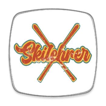 Skilehrer Skifahrer Skilehrerin Skier Vintage - Viereckiger Kühlschrankmagnet - Weiß - Vorne