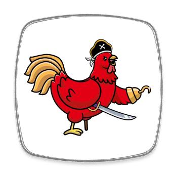 Humour Poule Drôle Animal Coq pirate Poulet Poule - Magnet carré - blanc - Devant