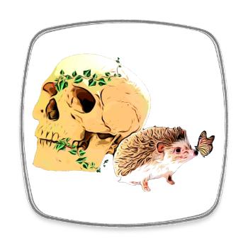 Kleiner neugieriger Igel - Viereckiger Kühlschrankmagnet - Weiß - Vorne