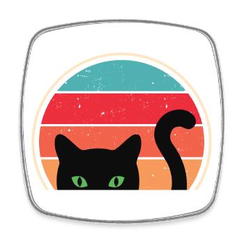 Lustige Katze Blick - Viereckiger Kühlschrankmagnet - Weiß - Vorne
