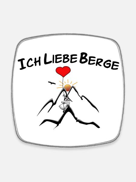 Ich liebe Berge - Viereckiger Kühlschrankmagnet - Weiß