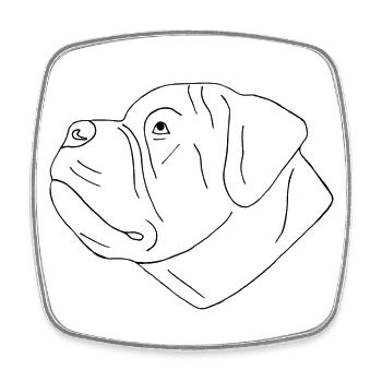 Bullmastiff Kopf - Viereckiger Kühlschrankmagnet - Weiß - Vorne
