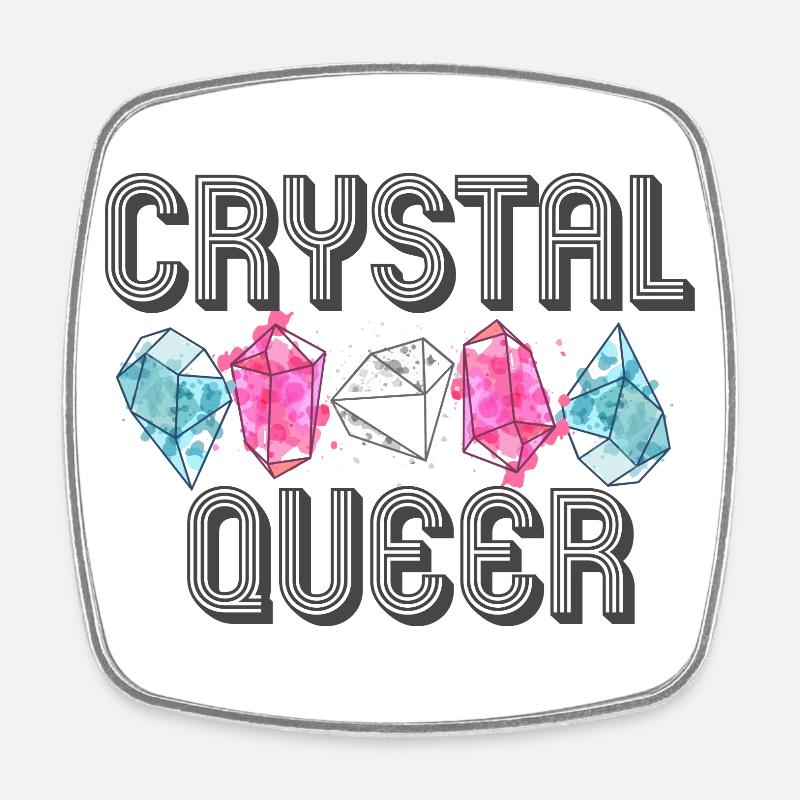 Crystal Queer Trans Pride Rainbow Crystals - Square fridge magnet - white