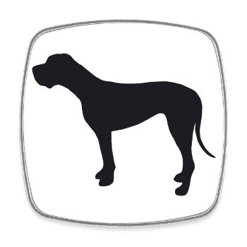 Deutsche Dogge Silhouette - Viereckiger Kühlschrankmagnet - Weiß - Vorne