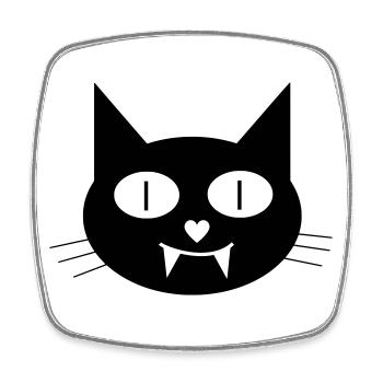 Halloween vampire cat with canines - Square fridge magnet - white - Front