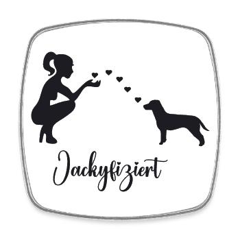 Jack Russell Terrier mit Frau - Viereckiger Kühlschrankmagnet - Weiß - Vorne