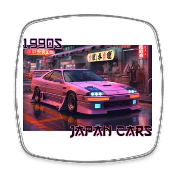 Voitures japonaises des années 1990 - VTEC donne un coup de pied - Magnet carré - blanc - Devant