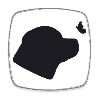 Rottweiler mit Schmetterling - Viereckiger Kühlschrankmagnet - Weiß - Vorne