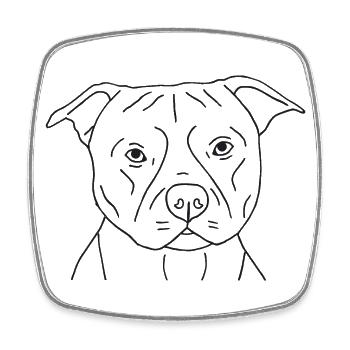 Staffordshire Bullterrier - Viereckiger Kühlschrankmagnet - Weiß - Vorne