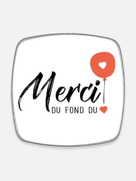 Merci du fond du coeur sticker remerciement - Magnet carré - blanc