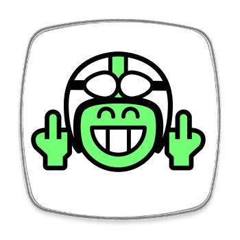 Emoticon Grin mit Mopedhelm & Stinkefinger - Viereckiger Kühlschrankmagnet - Weiß - Vorne
