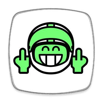 Emoticon Grin mit Motorradhelm & Stinkefinger - Viereckiger Kühlschrankmagnet - Weiß - Vorne