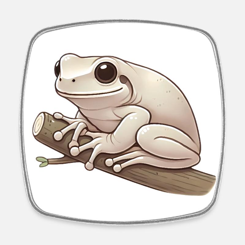 Realistic Tree Frog Soft Illustration - Square fridge magnet - white