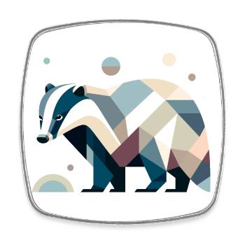 Geometric Badger - Square fridge magnet - white - Front