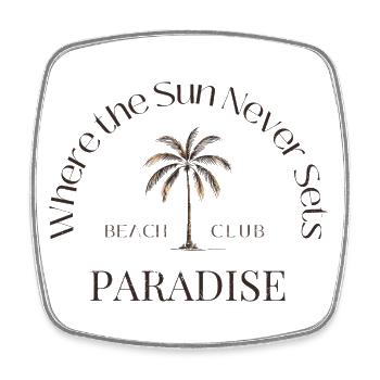 PARADISE Palme -Beach Club - Viereckiger Kühlschrankmagnet - Weiß - Vorne
