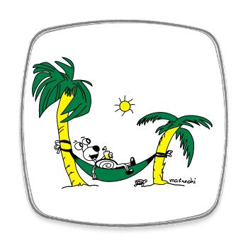 Matrechi chills on the palm tree swing - Square fridge magnet - white - Front