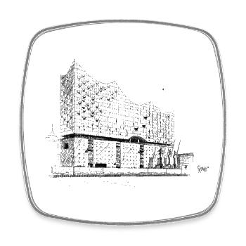 Bronko55 No.05 – Elbphilharmonie Hambourg - Magnet carré - blanc - Devant