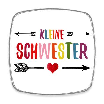 Kleine Schwester Geschwister Schwesterliebe - Viereckiger Kühlschrankmagnet - Weiß - Vorne